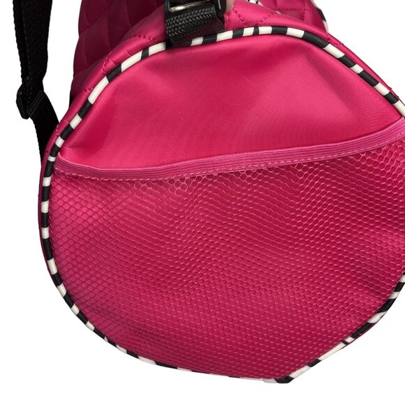 Dance Duffle Bag Girls Quilted Zebra Pattern Ribbon Pink - Picture 8 of 9